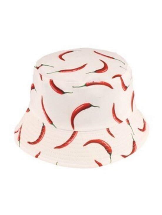 jeanne Simmons Accessories - Jeanne Simmons Chili Pepper Bucket Hat White Red Cotton Short Brim NWT CC